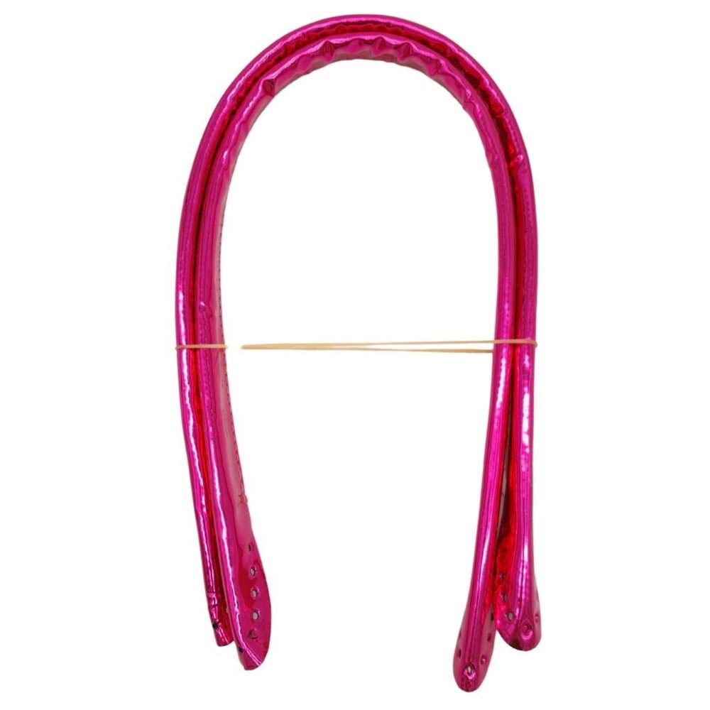 Çanta Aksesuar Parlak Rugan Deri Pelikan Model Çanta Sapı Fuşya Renk