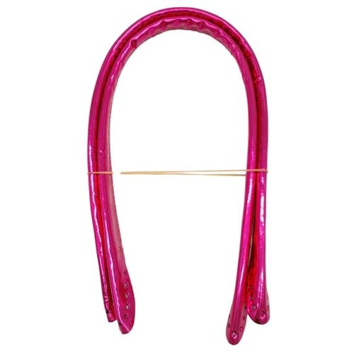 Çanta Aksesuar Parlak Rugan Deri Pelikan Model Çanta Sapı Fuşya Renk