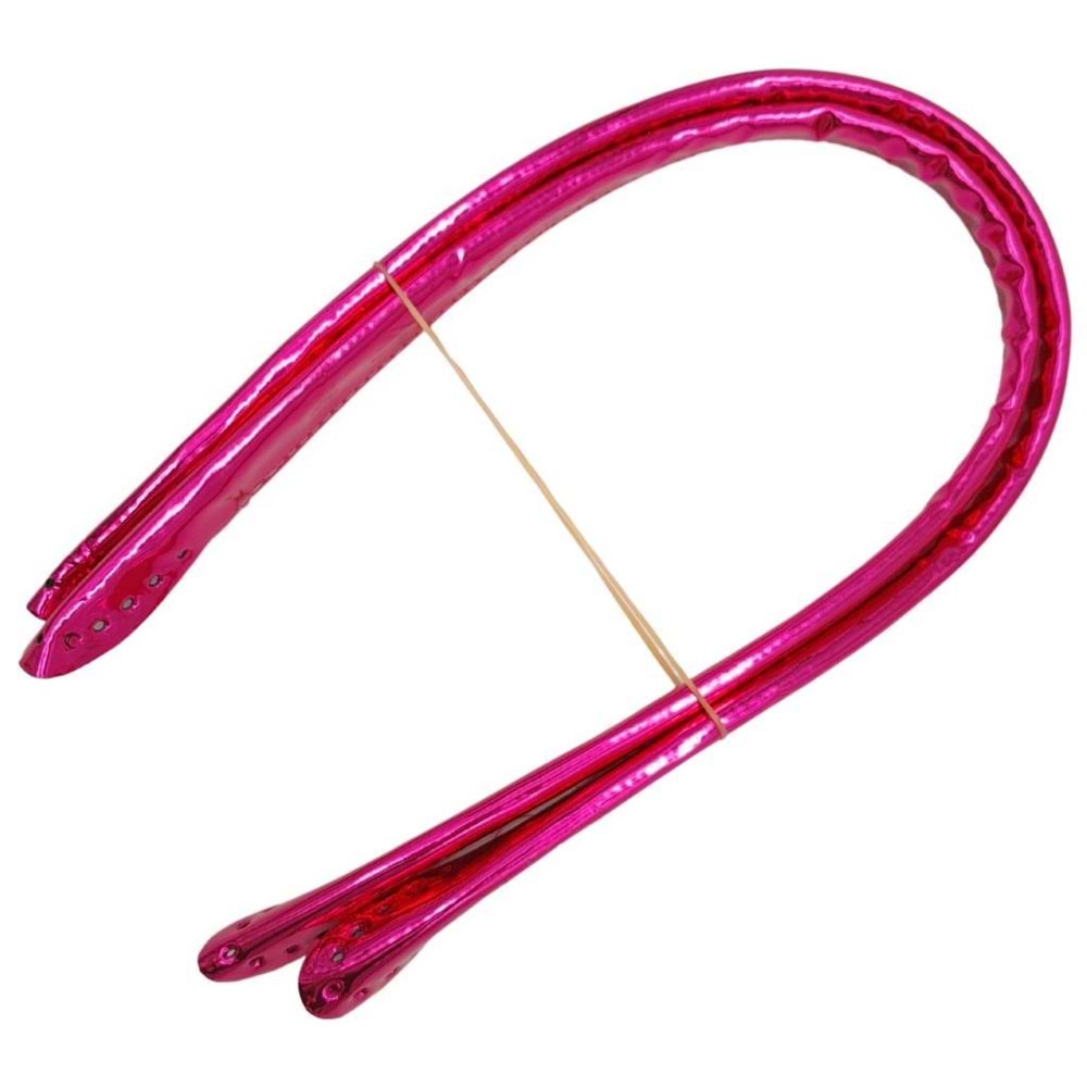 Çanta Aksesuar Parlak Rugan Deri Pelikan Model Çanta Sapı Fuşya Renk