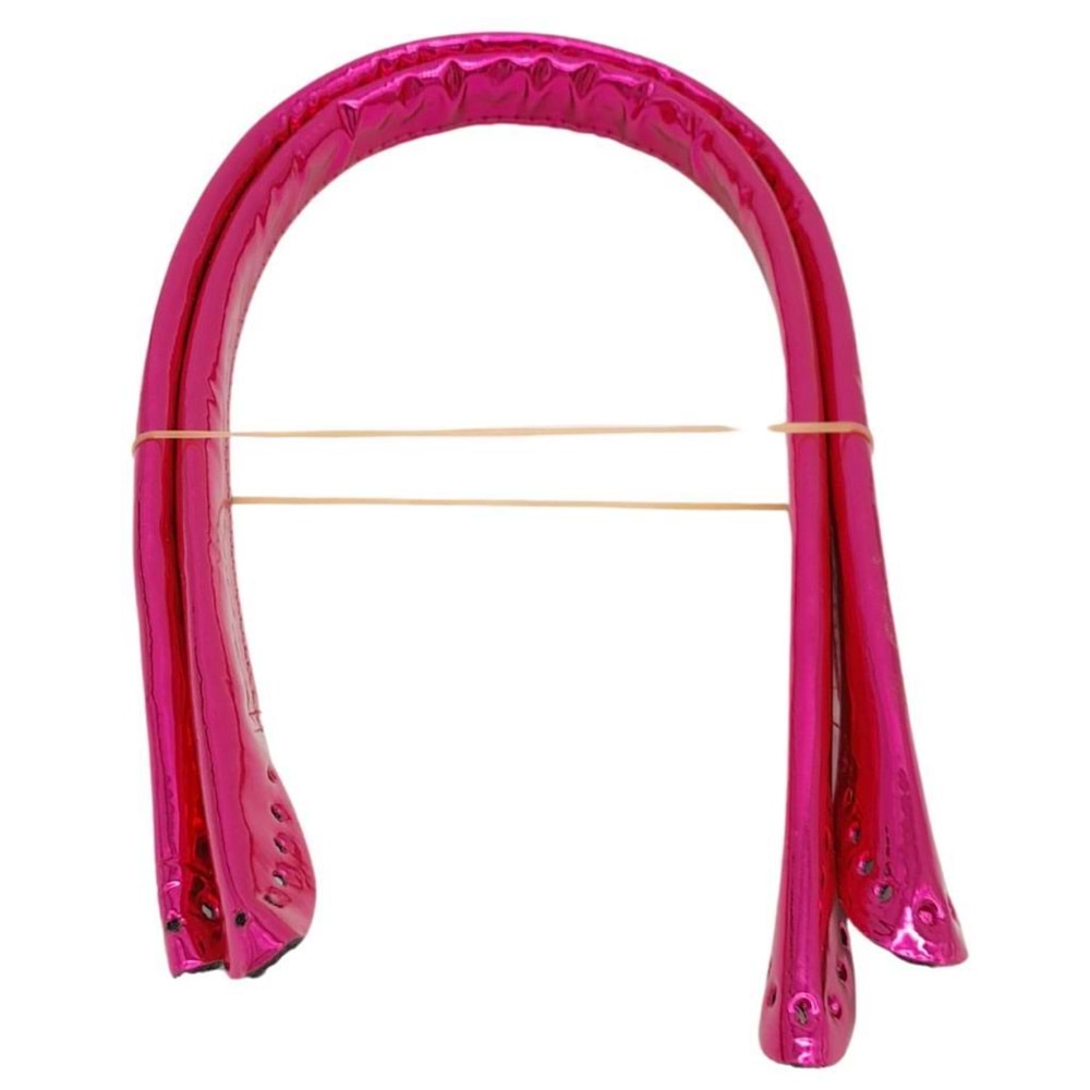 Çanta Aksesuar Parlak Rugan Deri Pelikan Model Çanta Sapı Fuşya Renk