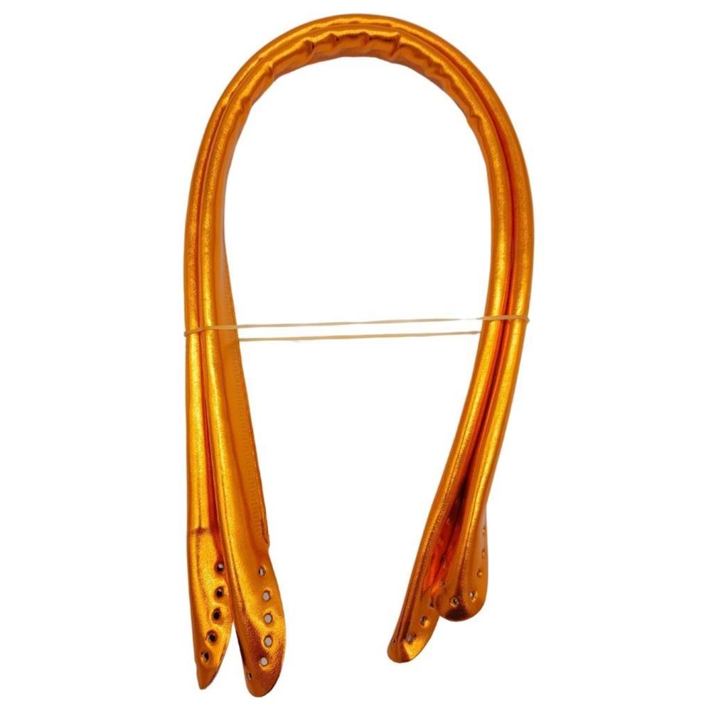 Çanta Aksesuar Parlak Rugan Deri Pelikan Model Çanta Sapı Turuncu Renk