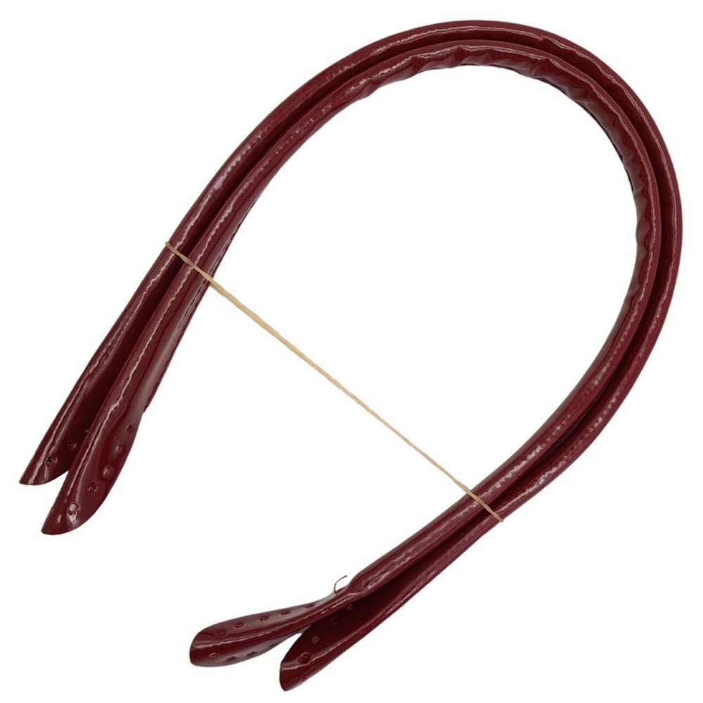 Çanta Aksesuar Parlak Rugan Deri Pelikan Model Çanta Sapı Bordo Renk