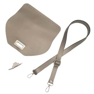 Çanta Aksesuar Suni Deri 21x19 cm Kapaklı ve Ayarlı Saplı Çanta Seti Parlak Gri Renk Gümüş Metalli