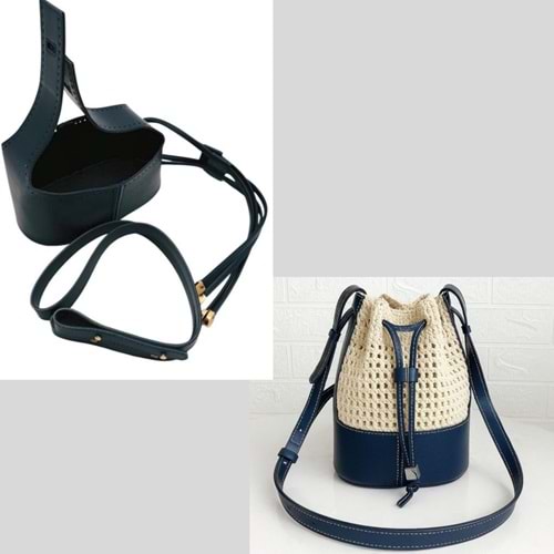 Çanta Aksesuar Torba2 Model Çanta Yapım Aparatı Lacivert Renk Light Gold Metalli