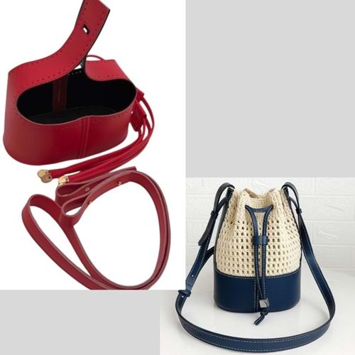 Çanta Aksesuar Torba2 Model Çanta Yapım Aparatı Kırmızı Renk Light Gold Metalli