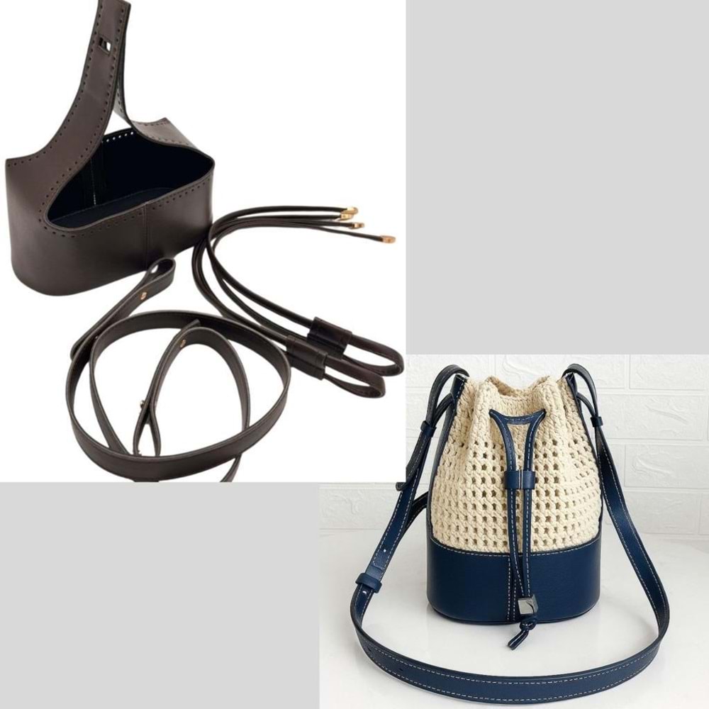 Çanta Aksesuar Torba2 Model Çanta Yapım Aparatı Koyu Kahve Renk Light Gold Metalli