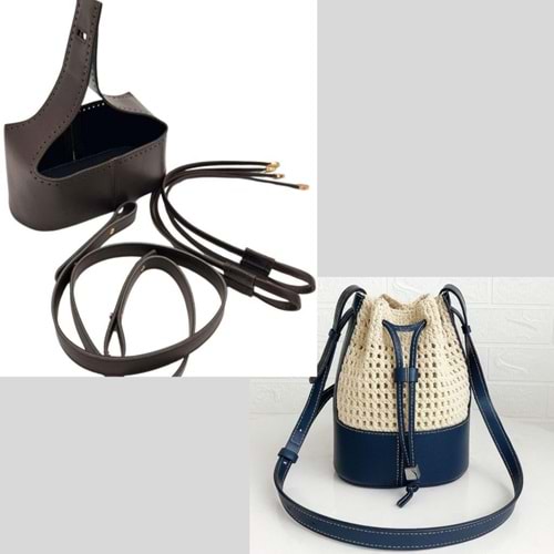 Çanta Aksesuar Torba2 Model Çanta Yapım Aparatı Koyu Kahve Renk Light Gold Metalli