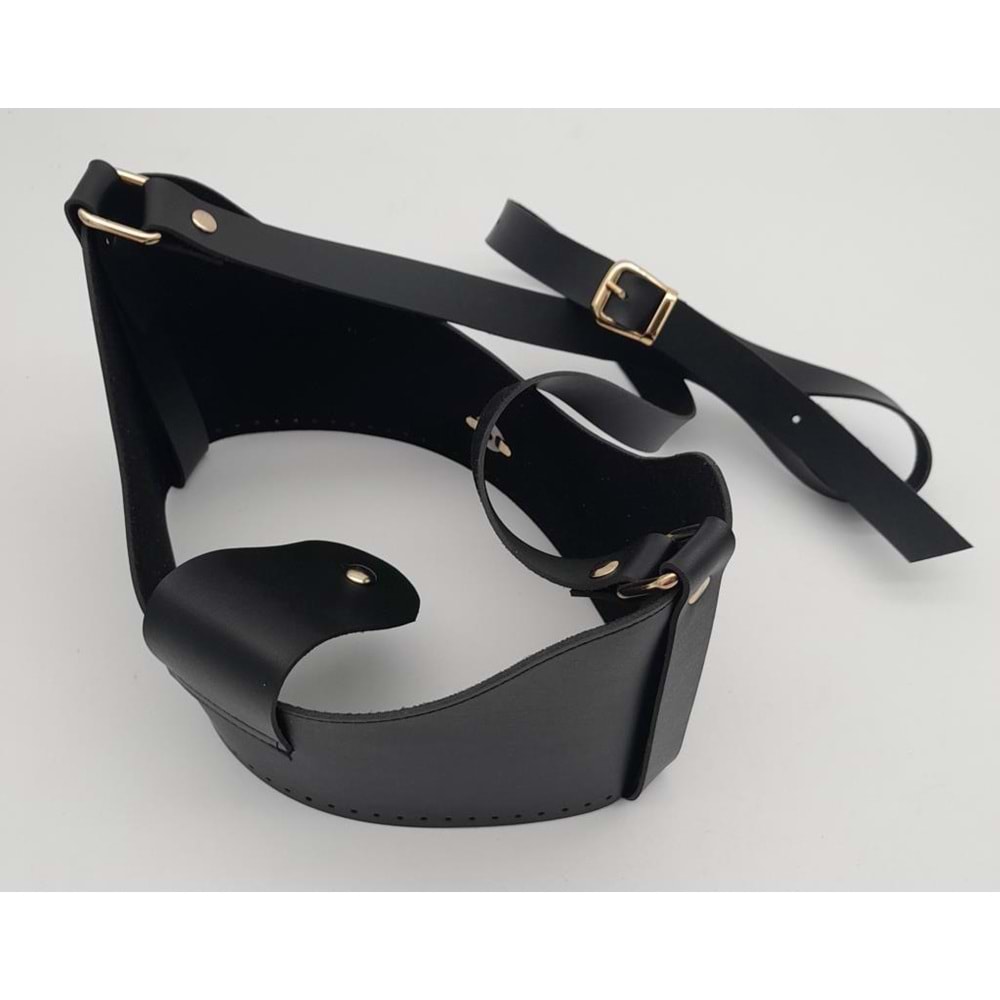 Çanta Aksesuar Siyah Suni Deri 120x2 cm Çanta Saplı Deri Seti Light Gold Metalli