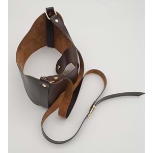 Çanta Aksesuar Kahverengi Suni Deri 120x2 cm Çanta Saplı Deri Seti Light Gold Metalli