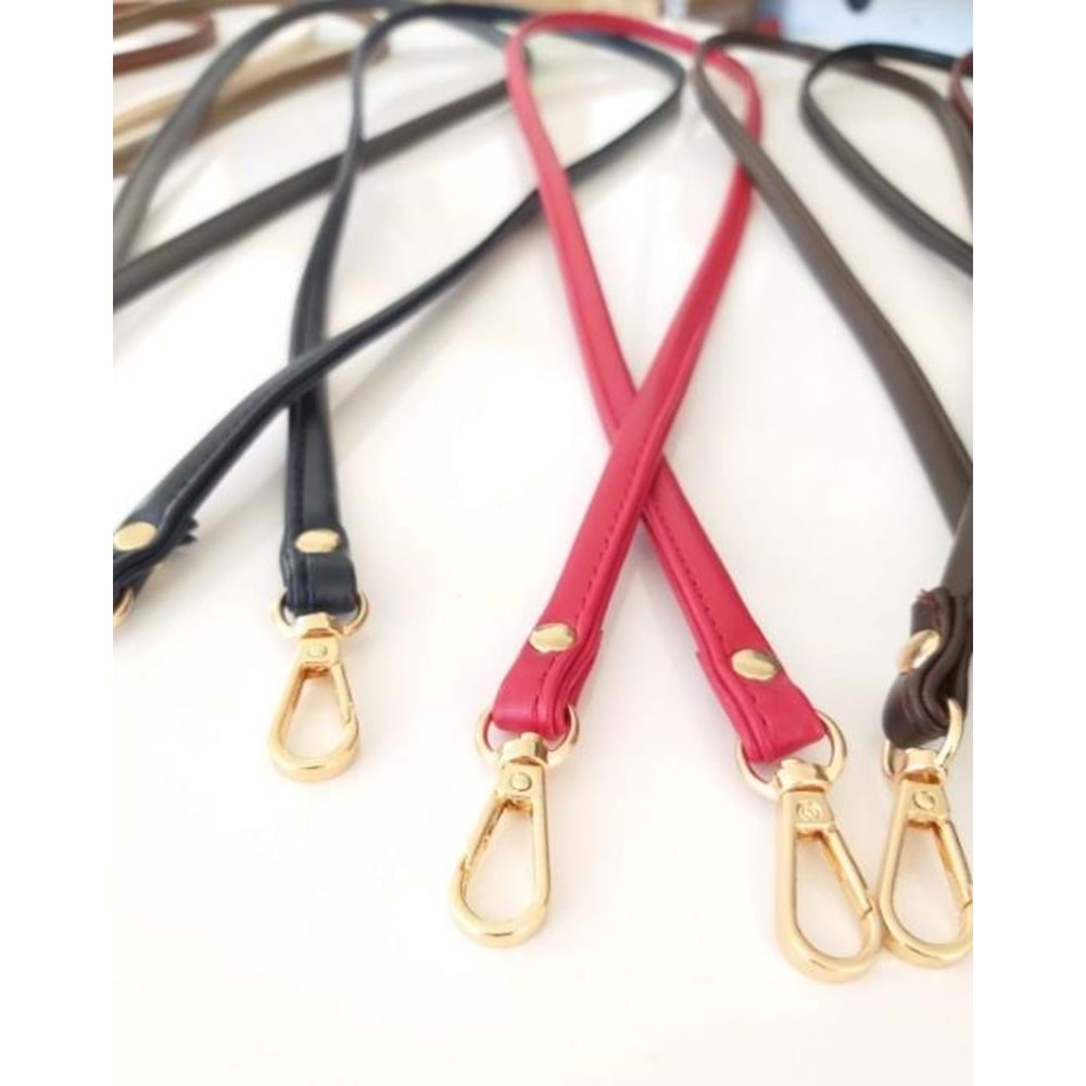 Çanta Aksesuar Spagetti Model Çanta Sapı Kırmızı Renk Light Gold Metal
