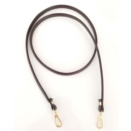 Çanta Aksesuar Spagetti Model Çanta Sapı Koyu Kahve Renk Light Gold Metal