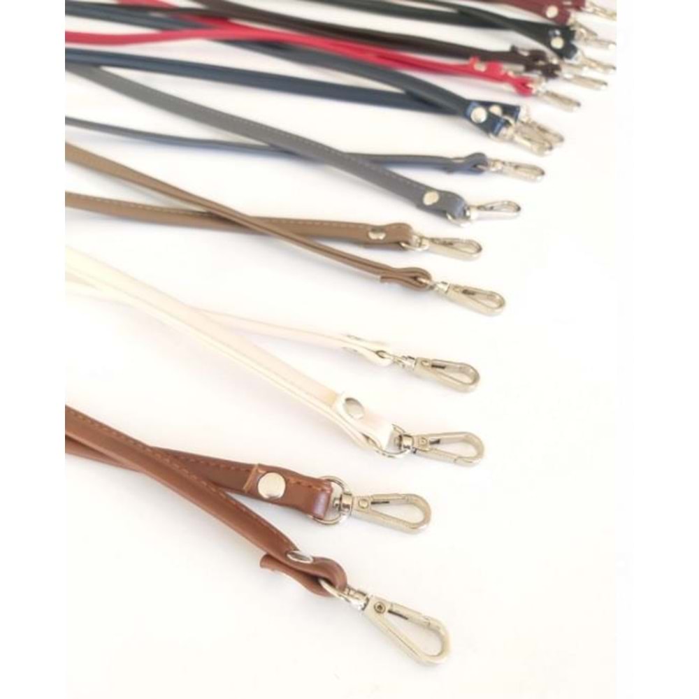 Çanta Aksesuar Spagetti Model Çanta Sapı Koyu Kahve Renk Light Gold Metal