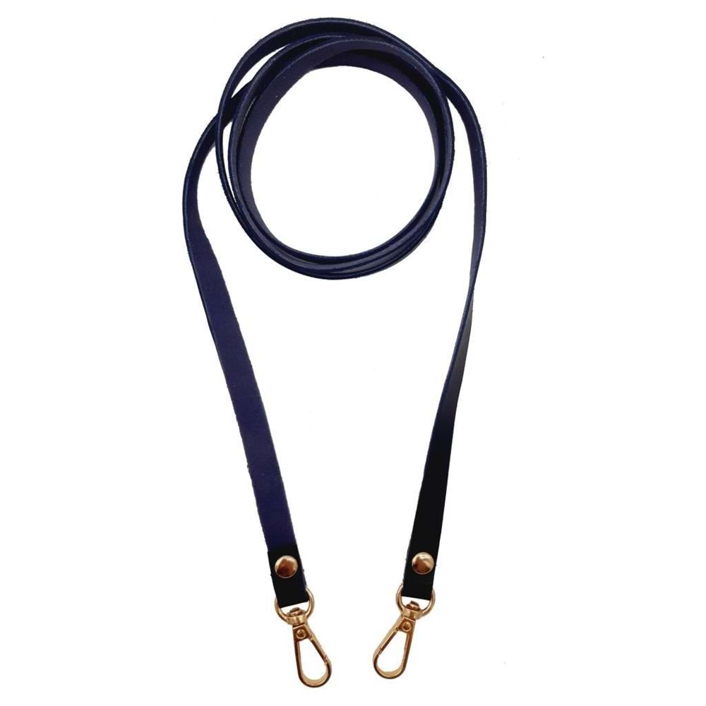 Çanta Aksesuar Spagetti Model Dikişsiz Çanta Sapı Lacivert Renk Light Gold Metal