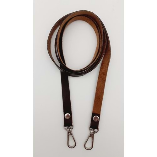 Çanta Aksesuar Spagetti Model Dikişsiz Çanta Sapı Koyu Kahve Renk Gümüş Metal