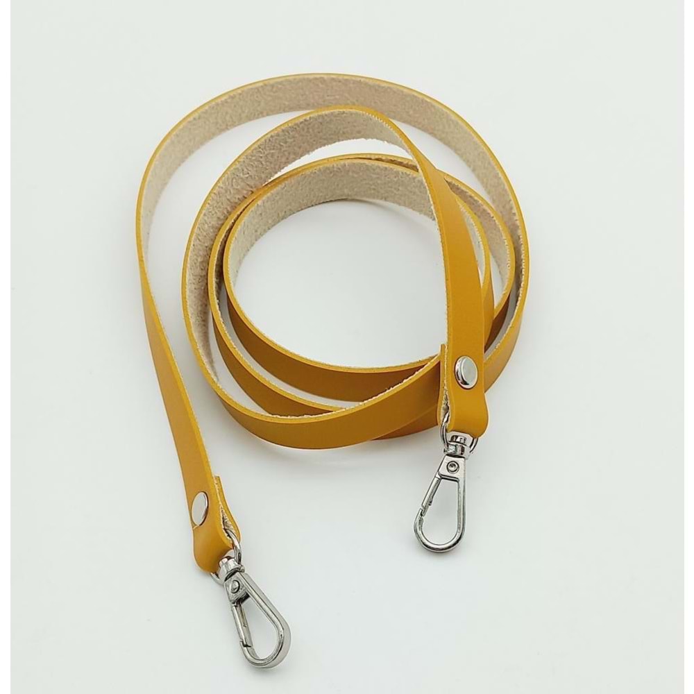 Çanta Aksesuar Spagetti Model Dikişsiz Çanta Sapı Hardal Renk Gümüş Metal