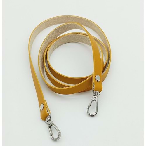 Çanta Aksesuar Spagetti Model Dikişsiz Çanta Sapı Hardal Renk Gümüş Metal