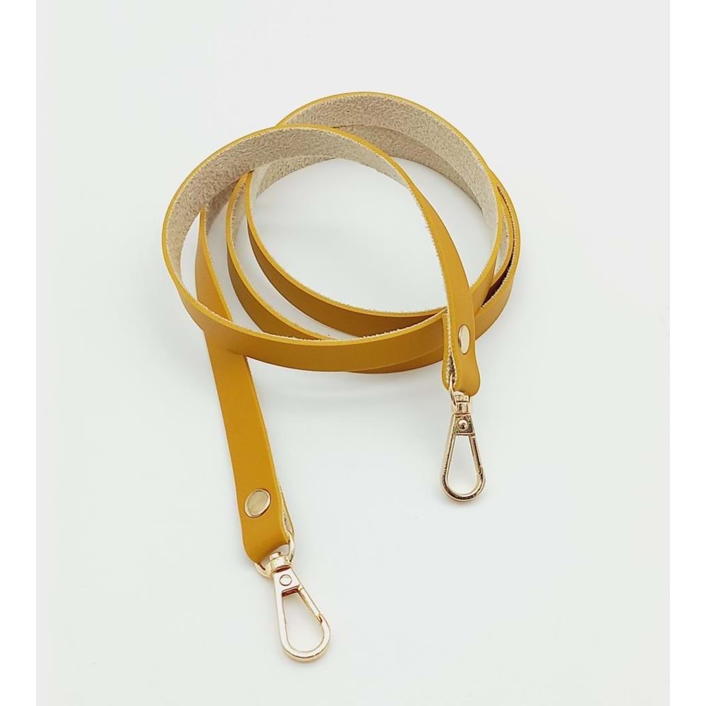 Çanta Aksesuar Spagetti Model Dikişsiz Çanta Sapı Hardal Renk Light Gold Metal