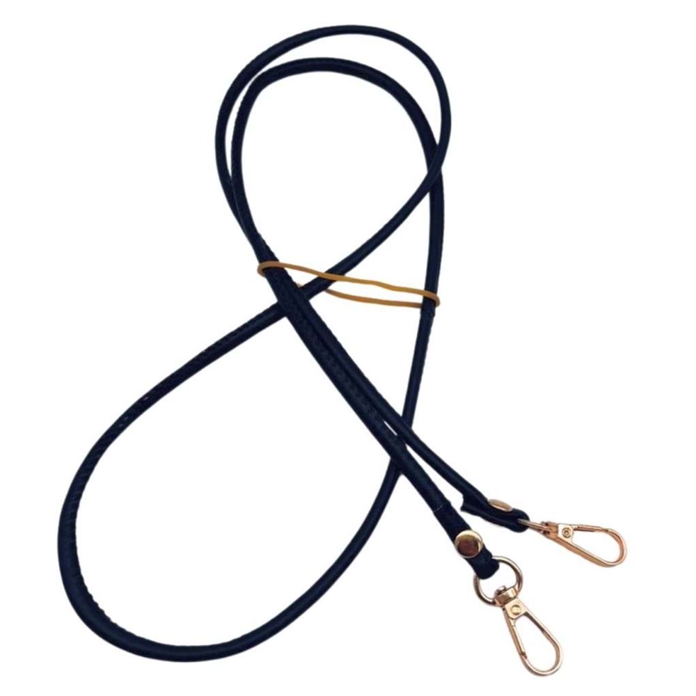 Çanta Aksesuar Lacivert Renk 5 mm Suni Deri Spagetti Model Çanta Sapı Light Gold Metal
