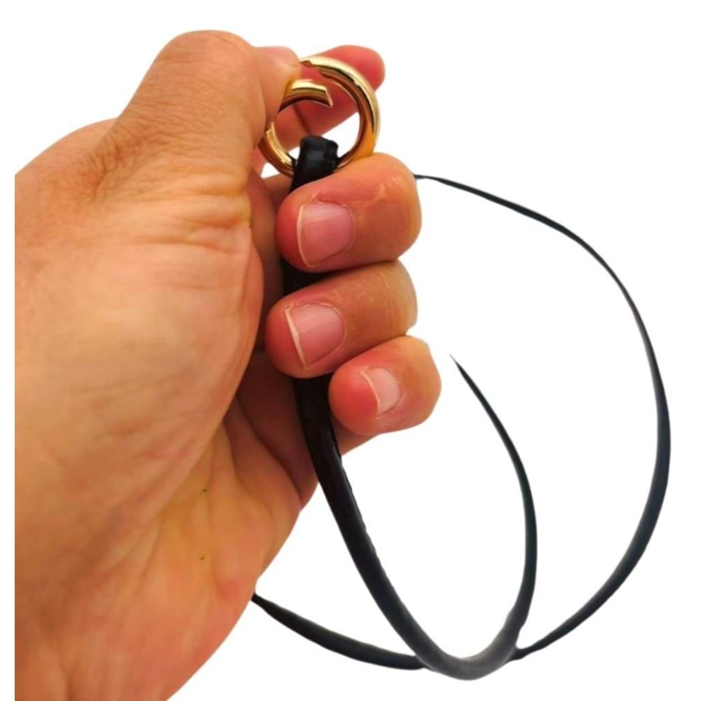 Çanta Aksesuar Siyah Renk 5 mm Halkalı Suni Deri Spagetti Model Çanta Sapı Light Gold Metal