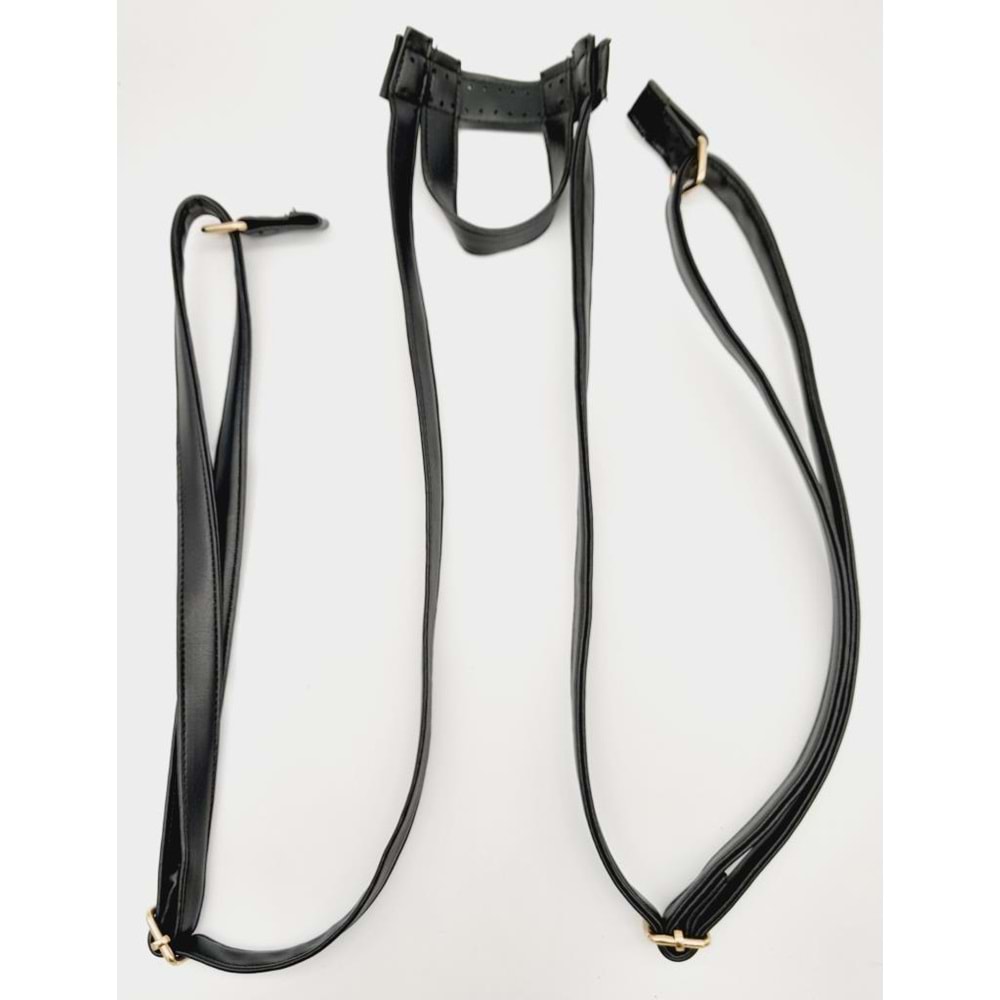 Çanta Aksesuar Suni Deri Siyah Renk Sırt Çantası Sapı Light Gold Metalli