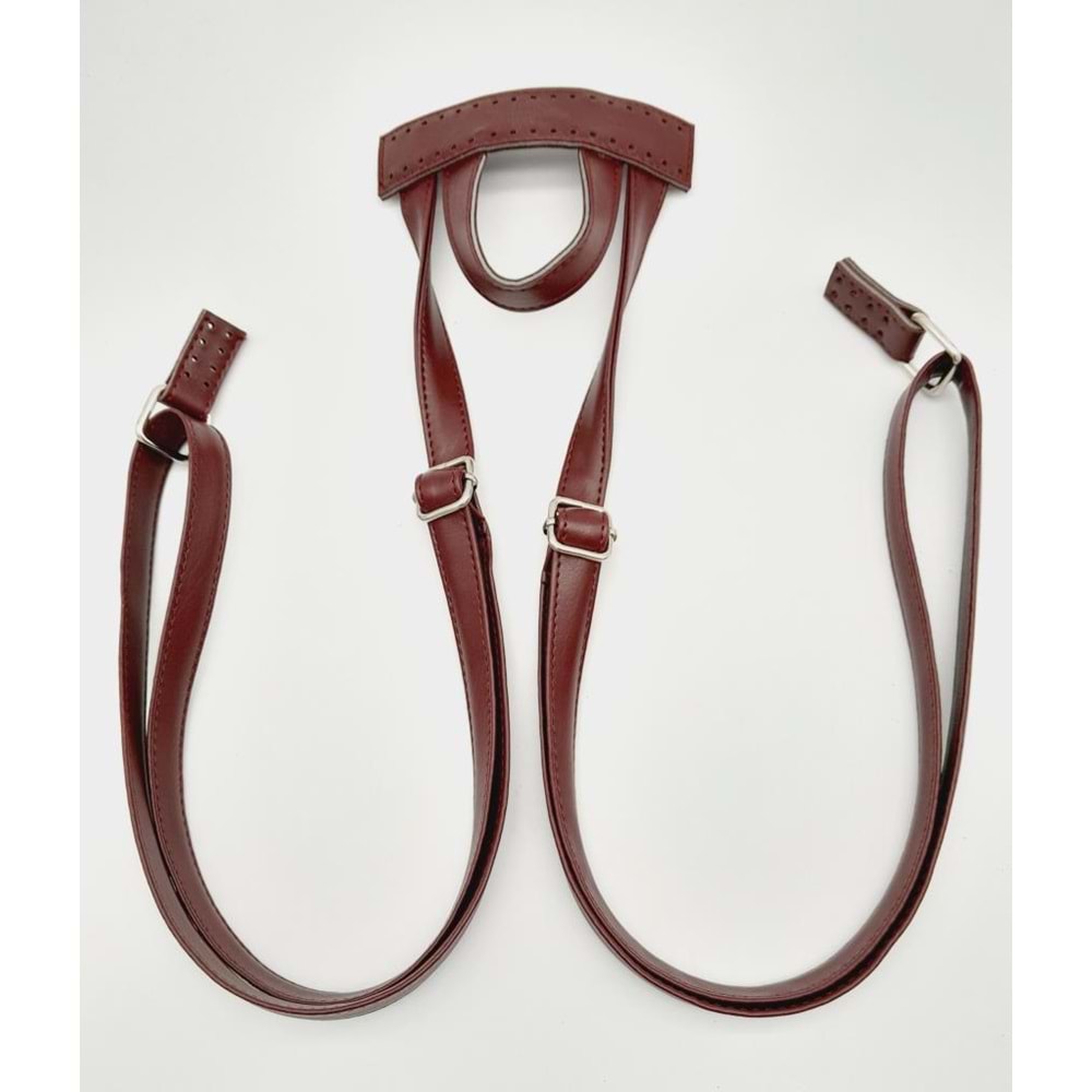 Çanta Aksesuar Suni Deri Bordo Renk Sırt Çantası Sapı Gümüş Metalli