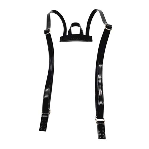 Çanta Aksesuar Rugan Deri Sırt Çantası Sapı Siyah Renk Gümüş Metalli