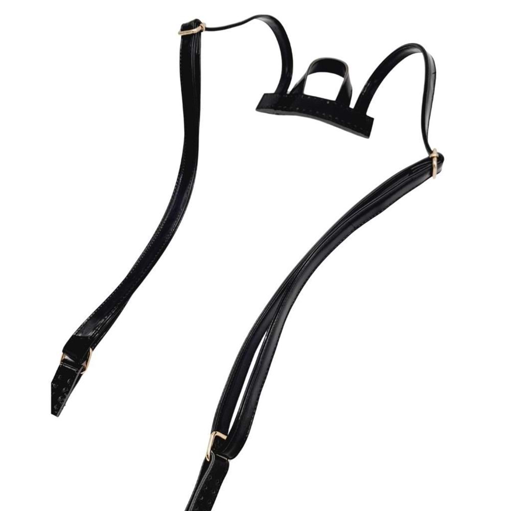 Çanta Aksesuar Rugan Deri Sırt Çantası Sapı Siyah Renk Light Gold Metalli