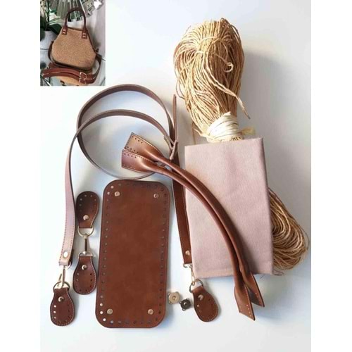 Çanta Aksesuar Suni Deri Sitil Model Örgü Çanta Seti