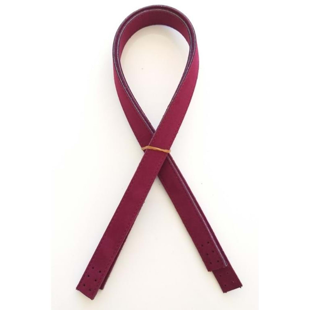 Çanta Aksesuar Süet Suni Deri Bordo Çift Sap 80X2 Cm