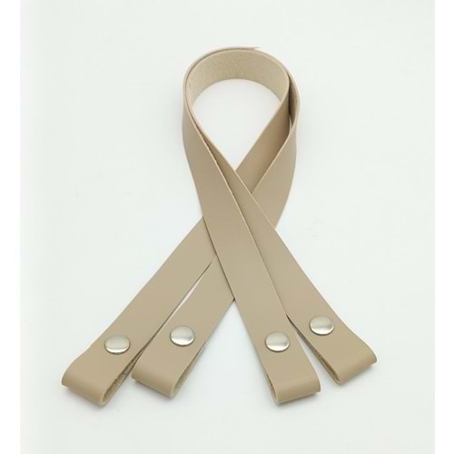 Çanta Aksesuar Tek Kat Suni Deri Bej Çıtçıtlı Çanta Sapı Gümüş Metalli