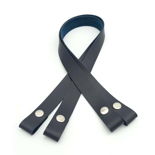 Çanta Aksesuar Tek Kat Suni Deri Lacivert Çıtçıtlı Çanta Sapı Gümüş Metalli