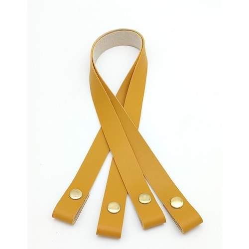 Çanta Aksesuar Tek Kat Suni Deri Hardal Çıtçıtlı Çanta Sapı Light Gold Metalli