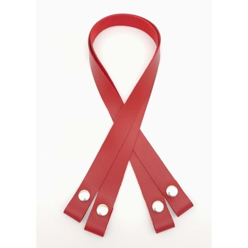 Çanta Aksesuar Tek Kat Suni Deri Kırmızı Çıtçıtlı Çanta Sapı Gümüş Metalli