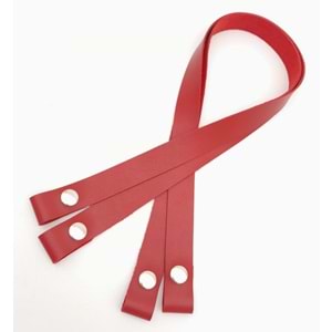 Çanta Aksesuar Tek Kat Suni Deri Kırmızı Çıtçıtlı Çanta Sapı Gümüş Metalli