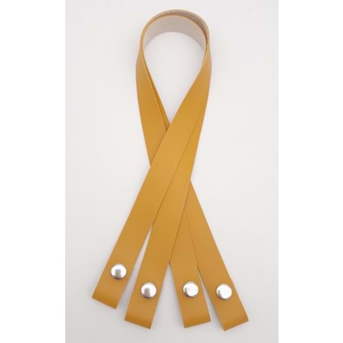 Çanta Aksesuar Tek Kat Suni Deri Hardal Çıtçıtlı Çanta Sapı Gümüş Metalli