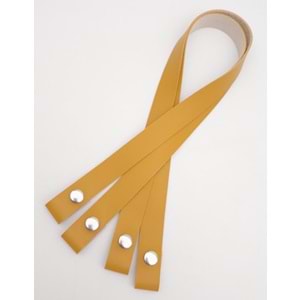 Çanta Aksesuar Tek Kat Suni Deri Hardal Çıtçıtlı Çanta Sapı Gümüş Metalli