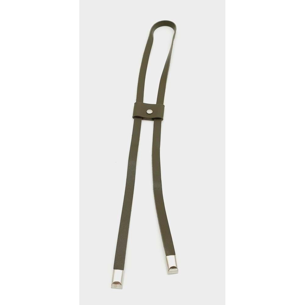 Çanta Aksesuar Haki Tek Kat Suni Deri Büzgü Gümüş Metalli