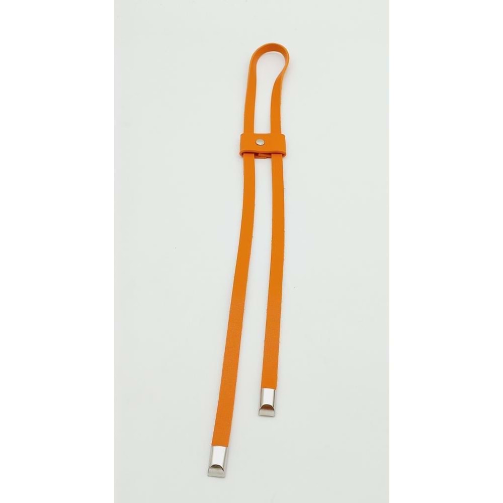 Çanta Aksesuar Turuncu Tek Kat Suni Deri Büzgü Gümüş Metalli