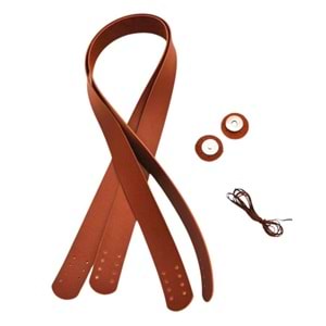 Çanta Aksesuar Taba Renk 70x2.4 cm Çift Çanta Sapı, Gümüş Aparatlı Mıknatıs, 2 Metre Dikme İpi