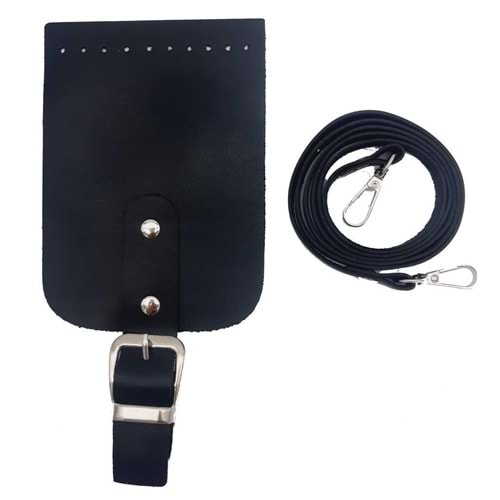 Çanta Aksesuar Tokalı Kapak Aparatlı Suni Deri Çanta Seti Siyah