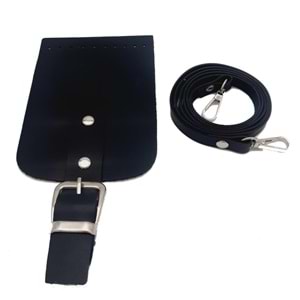 Çanta Aksesuar Tokalı Kapak Aparatlı Suni Deri Çanta Seti Siyah