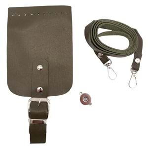 Çanta Aksesuar Tokalı Kapak Aparatlı Suni Deri Çanta Seti Haki Renk