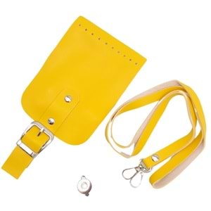 Çanta Aksesuar Tokalı Kapak Aparatlı Suni Deri Çanta Seti Sarı Renk