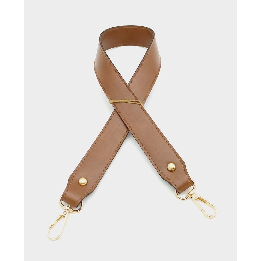 Çanta Aksesuar Suni Deri Kalın Sap 70X3,3 Cm Taba Light Gold Metalli