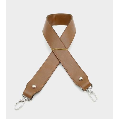 Çanta Aksesuar Suni Deri Kalın Sap 70X3,3 Cm Taba Gümüş Metalli