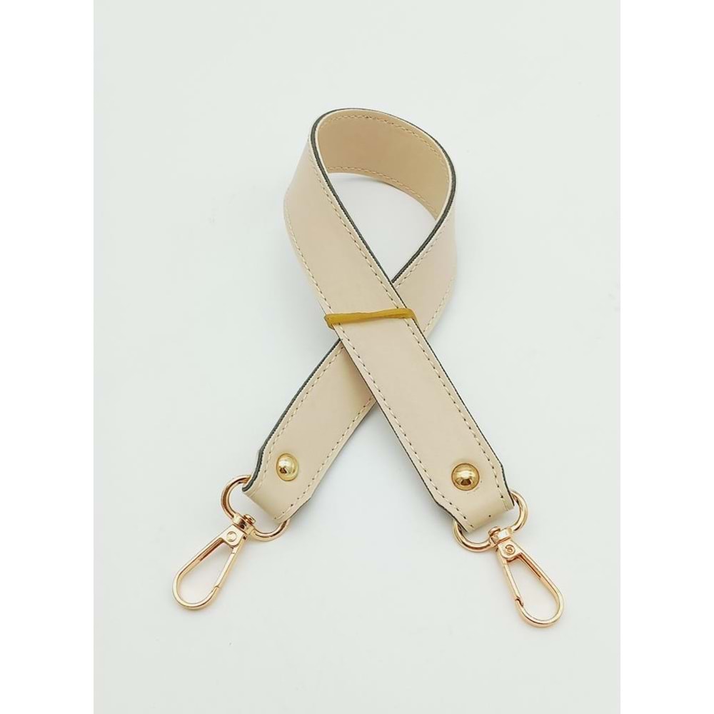 Çanta Aksesuar Krem Renk 42X2.5 Cm Kancalı Sap Light Gold Metalli