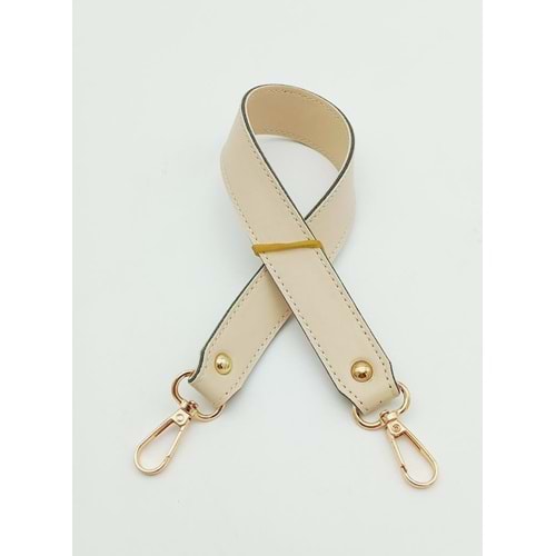 Çanta Aksesuar Krem Renk 42X2.5 Cm Kancalı Sap Light Gold Metalli