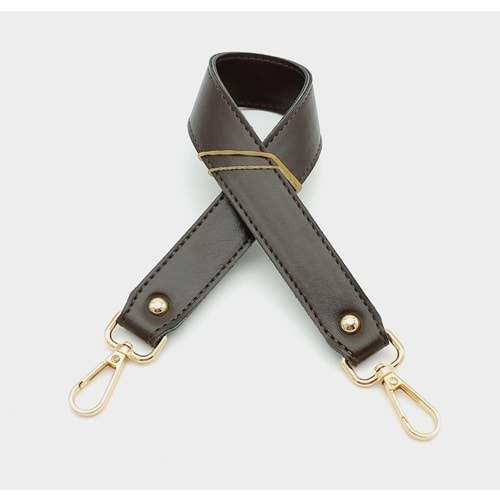 Çanta Aksesuar Kahverengi Renk 42X2.5 Cm Kancalı Sap Light Gold Metalli