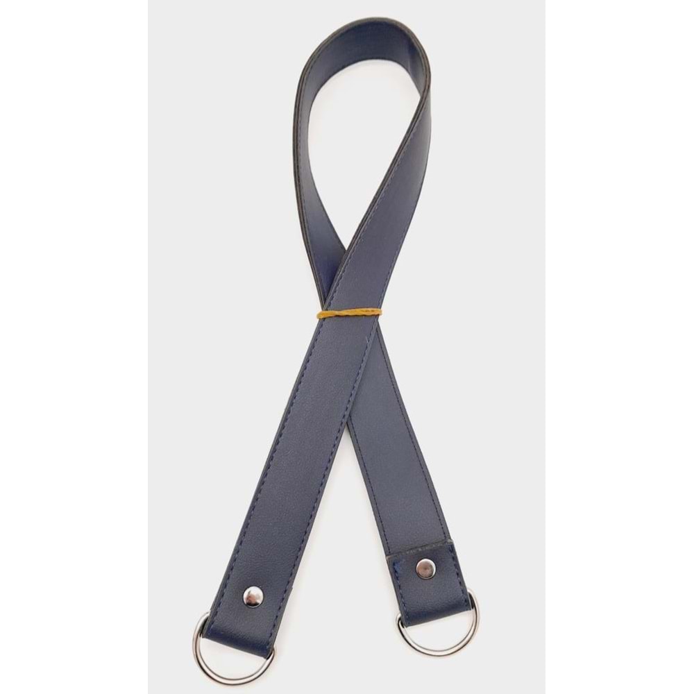 Çanta Aksesuar Suni Deri 70X3 Cm Lacivert Çanta Sapı Gümüş Metalli