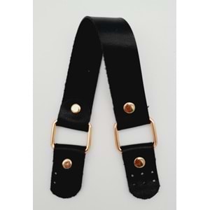 Çanta Aksesuar Tek Kat Suni Deri Siyah Renk Tutma Sapı Light Gold Metalli